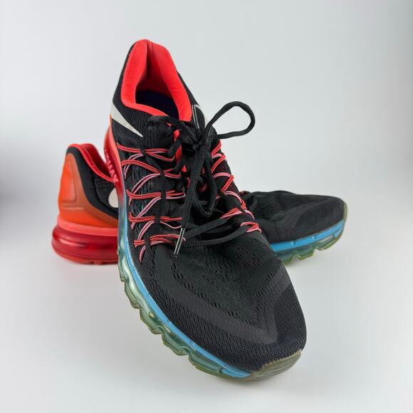Nike Air Max 2015 Running Shoes 698902-006 Men's Size 13 Black Bright Crimson - Picture 1 of 11